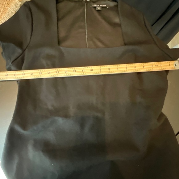 Boston Proper Black Square Neck Short Sleeve Sheath Dress Size 14 - Picture 8 of 8